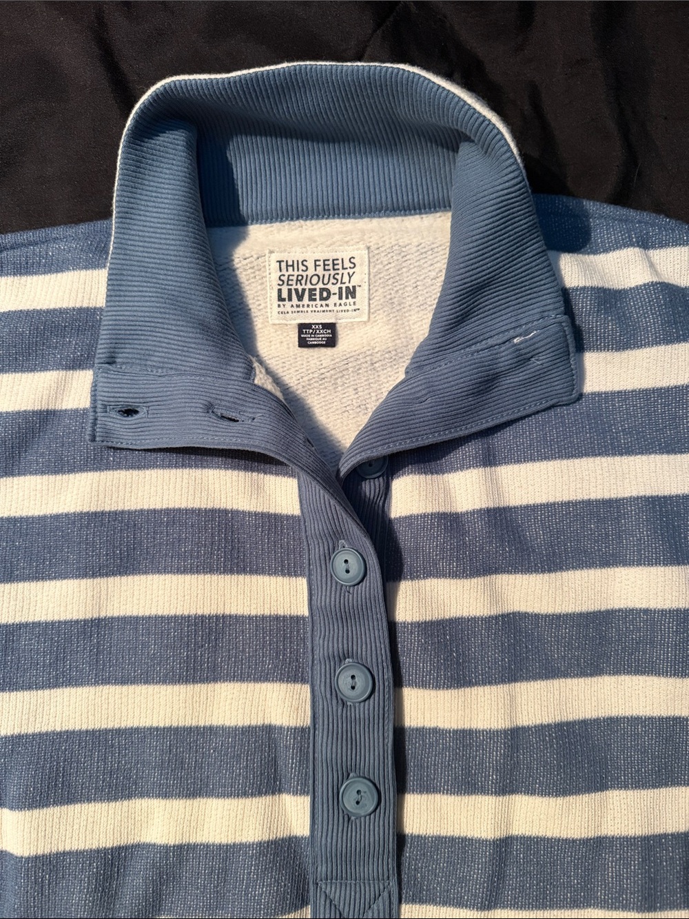American Eagle Outfitters Blue and White Striped Cowl Neck Sweater - Picture 1 of 7